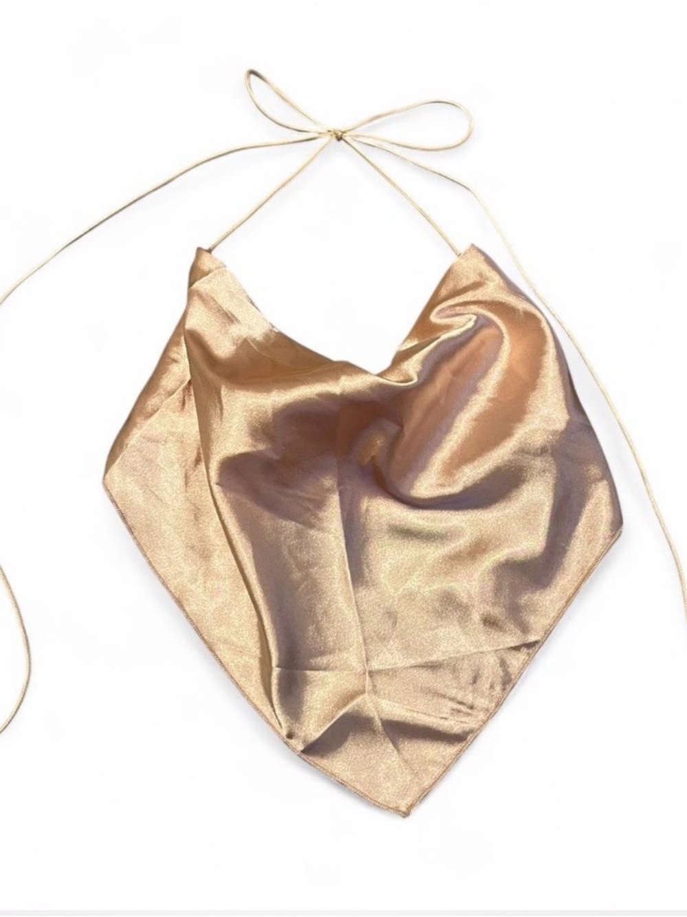 Shimmering Gold Satin‎ Halter Bandana Crop Top